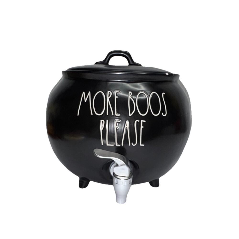 Halloween Party Decor “More Boos Please” Cauldron Drink Dispenser Black Rae Dunn